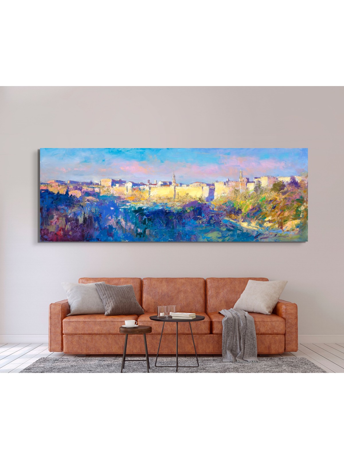 Grande peinture colorée des murs de Jérusalem I, résumé juif A