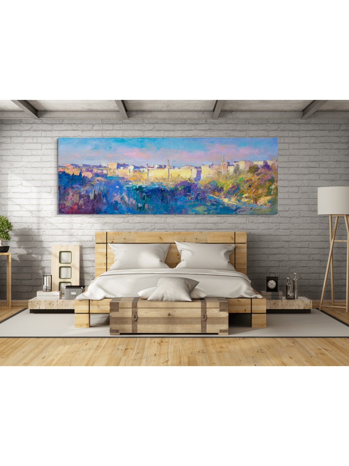 Grande peinture colorée des murs de Jérusalem I, résumé juif A