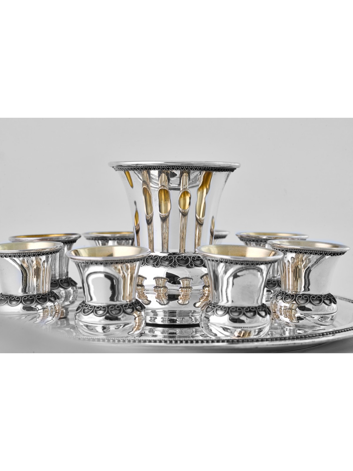 Coupe traditionnelle en filigrane en argent sterling 8 Kiddush, cadeaux de Pâque,