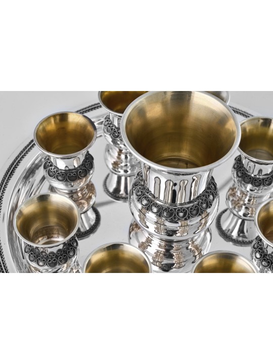 Coupe traditionnelle en filigrane en argent sterling 8 Kiddush, cadeaux de Pâque,