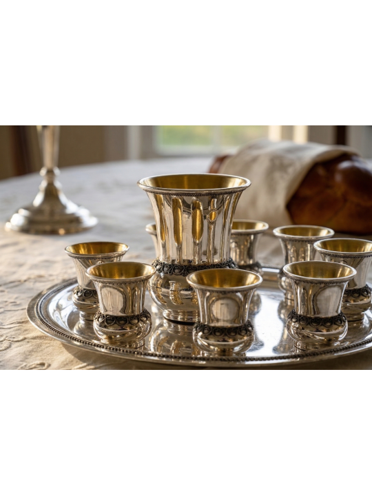 Coupe traditionnelle en filigrane en argent sterling 8 Kiddush, cadeaux de Pâque,