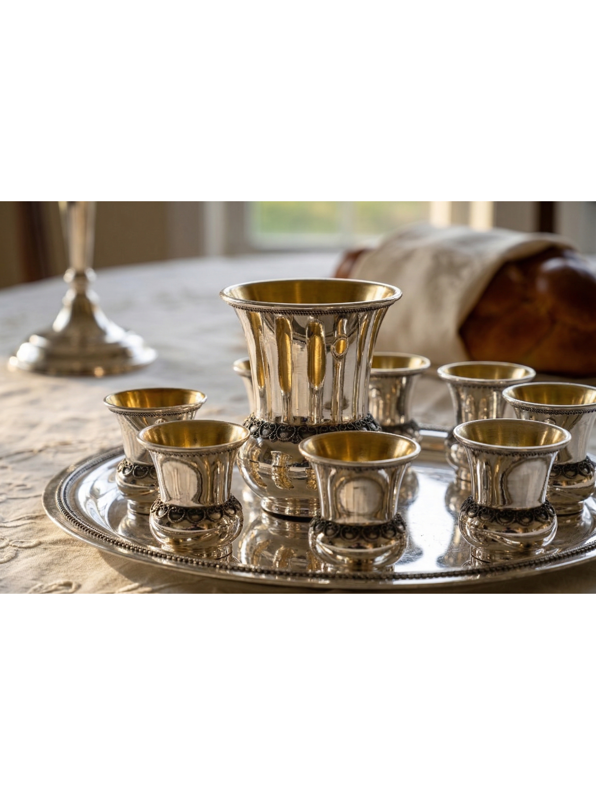 Coupe traditionnelle en filigrane en argent sterling 8 Kiddush, cadeaux de Pâque,