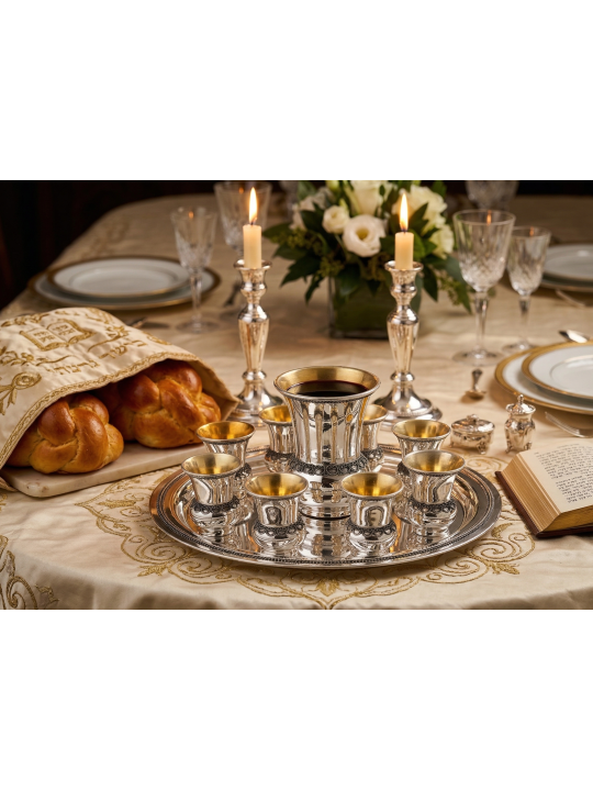 Traditional Filigree Sterling Silver 8 Kiddush Cup , Passover Gifts ,