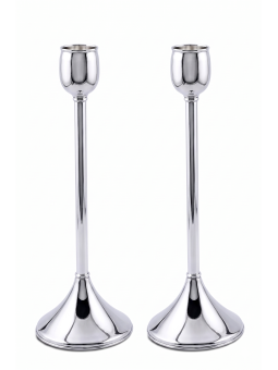 Extra Large Minimalist Silver Pillar Candlesticks  , Modern Candlestic