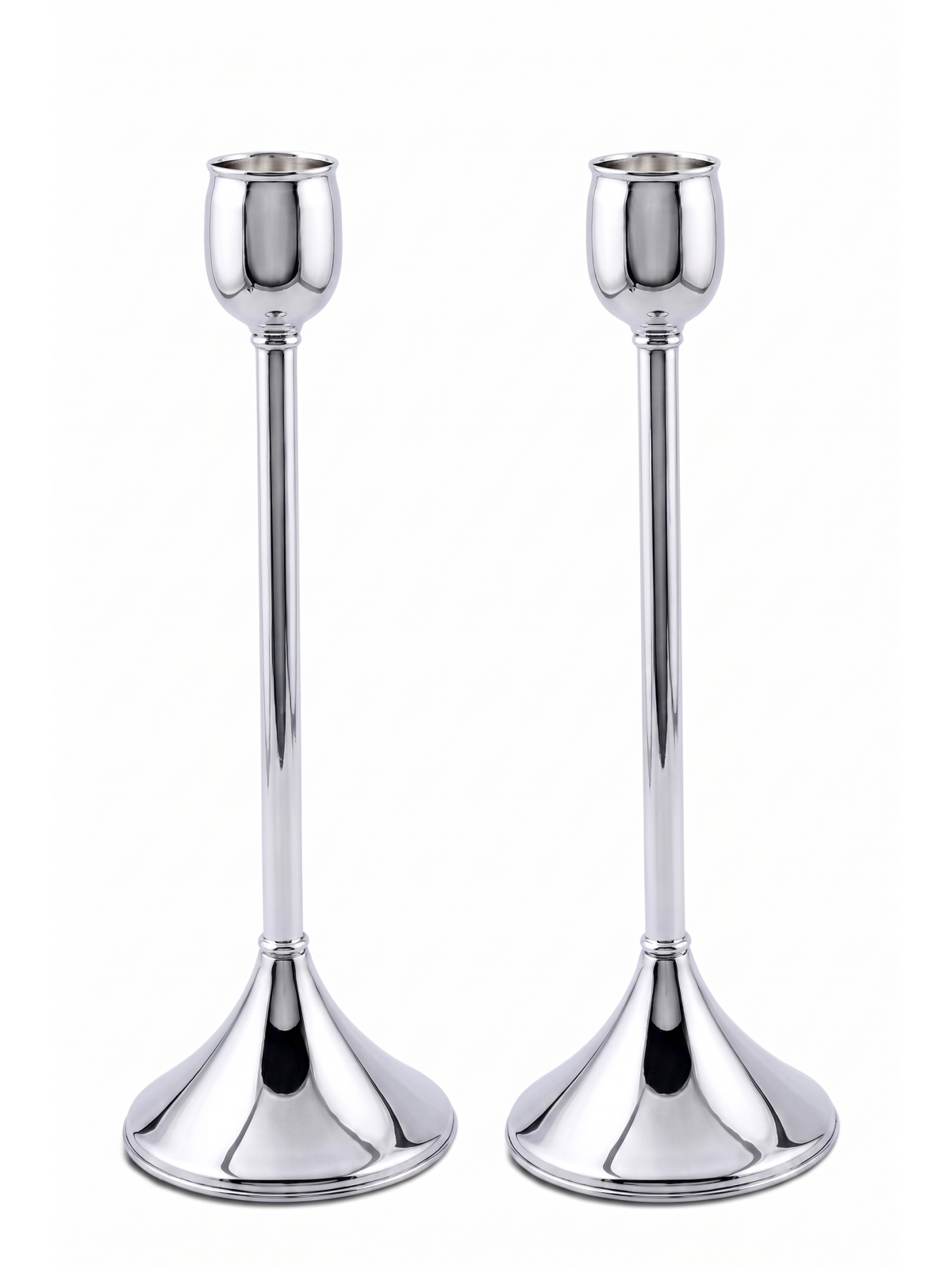 Extra Large Minimalist Silver Pillar Candlesticks  , Modern Candlestic