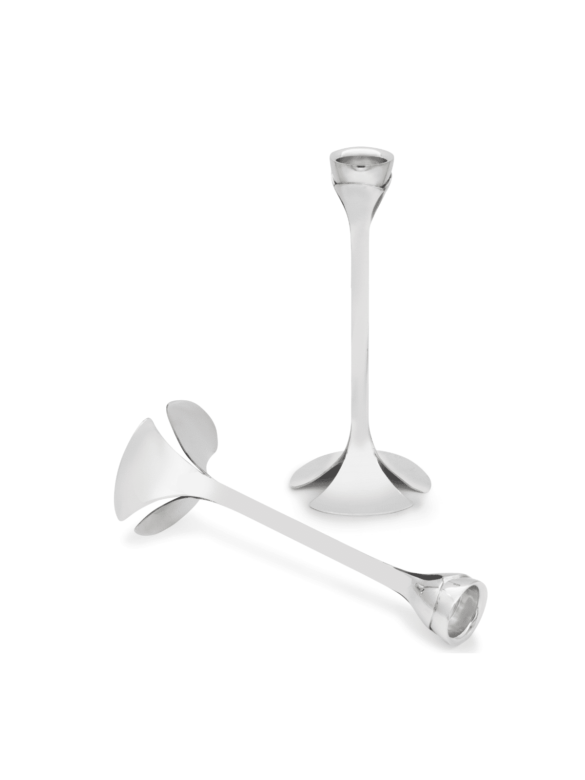 Extra Large Minimalist Silver Pillar Candlesticks  , Modern Candlestic