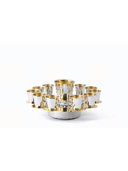Élégant lettrage réfléchissant tasses de Kiddouch en argent S, cadeaux de Pâque,