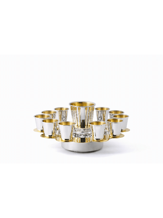 Élégant lettrage réfléchissant tasses de Kiddouch en argent S, cadeaux de Pâque,