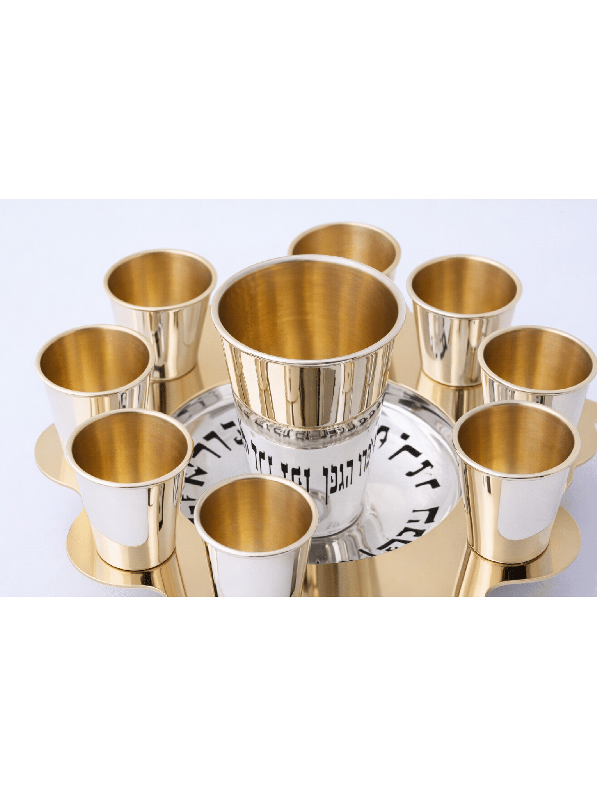 Élégant lettrage réfléchissant tasses de Kiddouch en argent S, cadeaux de Pâque,