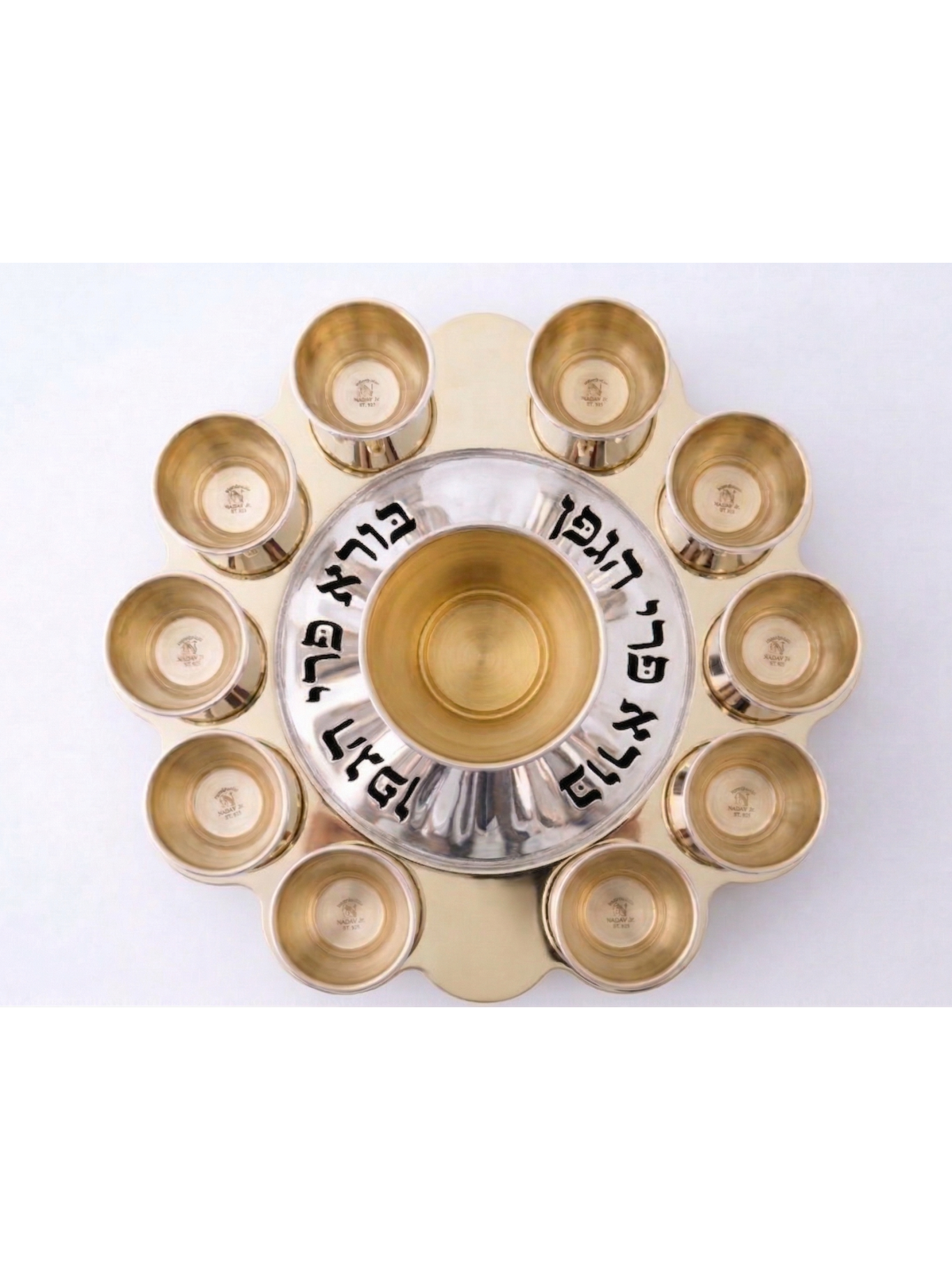Élégant lettrage réfléchissant tasses de Kiddouch en argent S, cadeaux de Pâque,