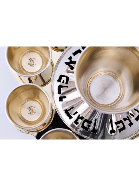 Élégant lettrage réfléchissant tasses de Kiddouch en argent S, cadeaux de Pâque,