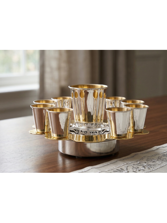 Élégant lettrage réfléchissant tasses de Kiddouch en argent S, cadeaux de Pâque,