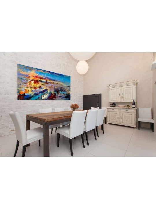 Modern Colourful Abstract Kotel and Temple Mount O , Jewish Abstract A
