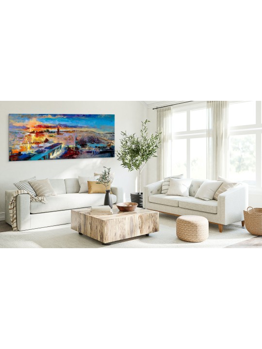 Modern Colourful Abstract Kotel and Temple Mount O , Jewish Abstract A