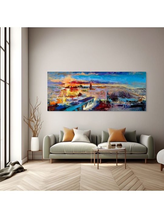 Modern Colourful Abstract Kotel and Temple Mount O , Jewish Abstract A