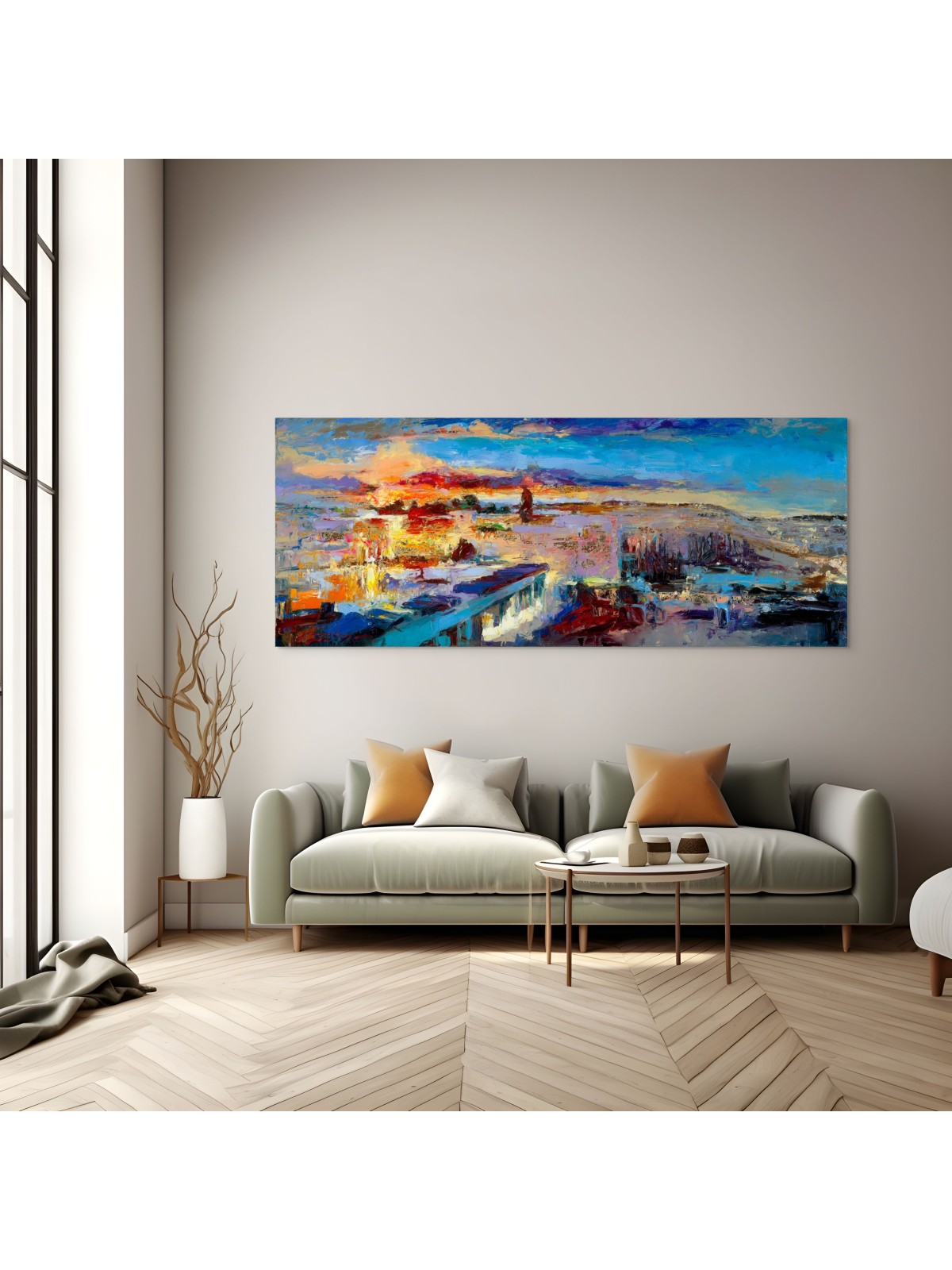 Modern Colourful Abstract Kotel and Temple Mount O , Jewish Abstract A
