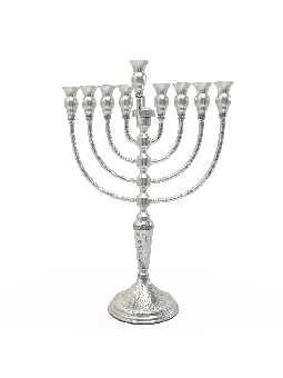 Menorah en argent sterling 925 avec finition martelée, Jud en argent sterling