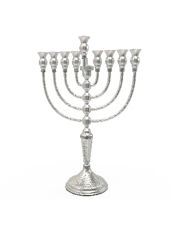 חנוכיית כסף סטרלינג 925 עם גימור מרוקן, כסף סטרלינג יוד