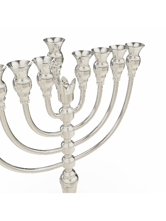 Menorah en argent sterling 925 avec finition martelée, Jud en argent sterling