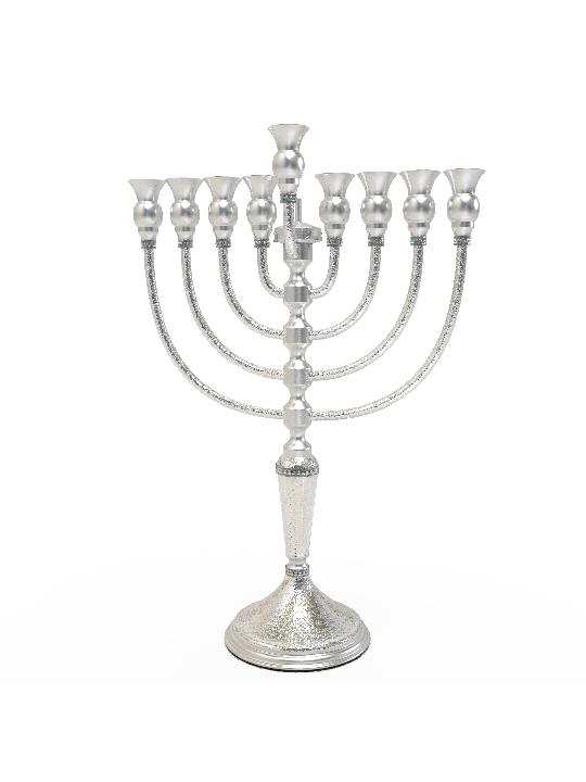 חנוכיית כסף סטרלינג 925 עם גימור מרוקן, כסף סטרלינג יוד