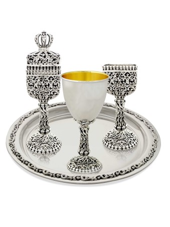 Ensemble traditionnel complet de Havdalah en argent sterling, cadeaux Tu B'Av, Israël
