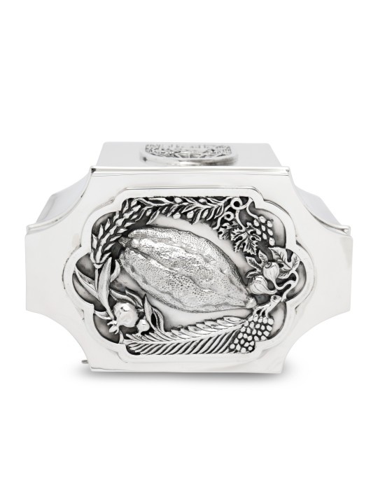 Square Sterling Silver Etrog Box with Intricate De , Tu B'Av Gifts , I