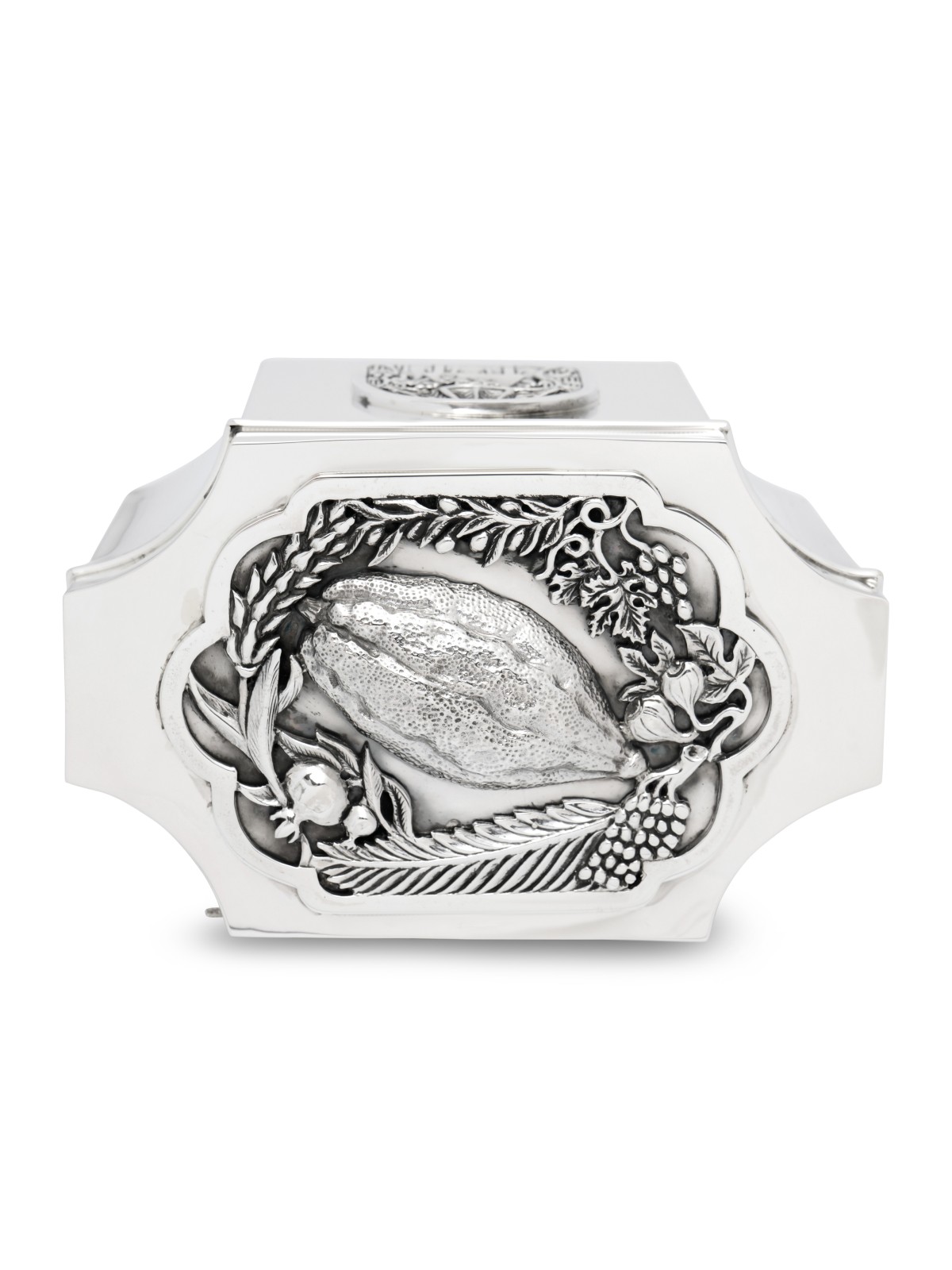 Square Sterling Silver Etrog Box with Intricate De , Tu B'Av Gifts , I