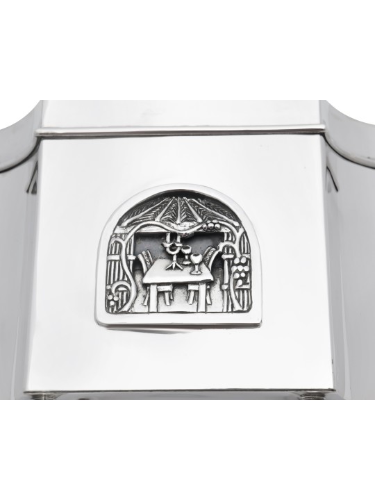 Square Sterling Silver Etrog Box with Intricate De , Tu B'Av Gifts , I