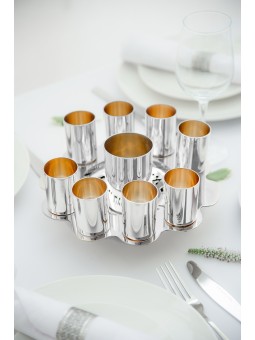 Floral Kiddush Goblet and Liqueur Cups Set , Cadeaux de Pâque , Israélien