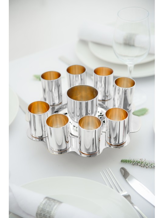 Floral Kiddush Goblet and Liqueur Cups Set , Cadeaux de Pâque , Israélien