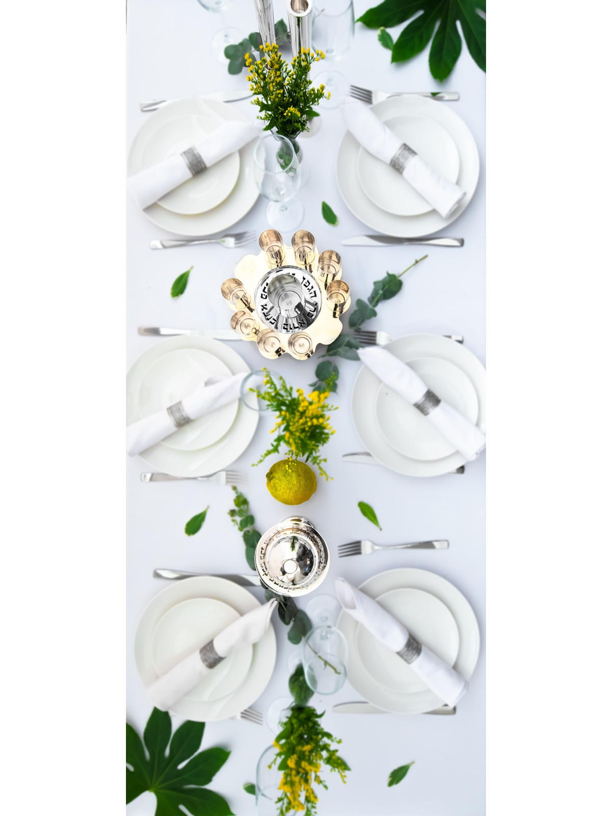 Floral Kiddush Goblet and Liqueur Cups Set , Passover Gifts , Israeli