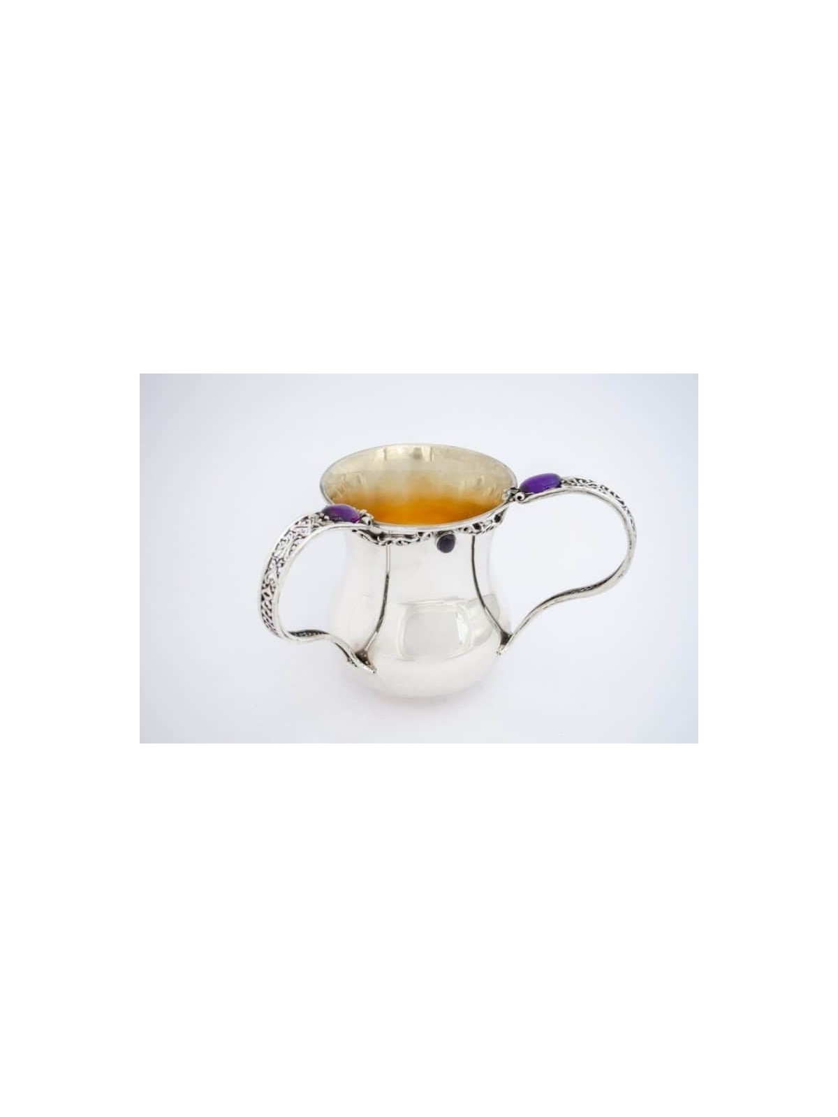 Coupe de lavage en filigrane avec pierres d'améthyste, cadeaux de Pâque, J israélien
