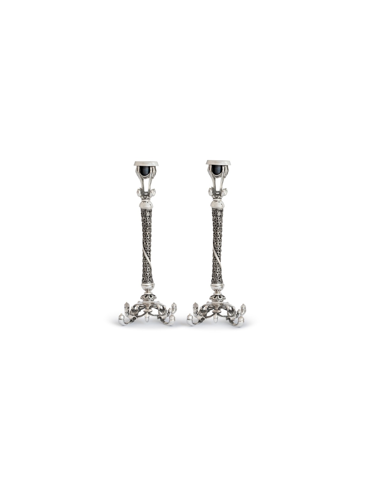 Special Silver Candlesticks with Shabbat Bracha an , Passover Gifts ,