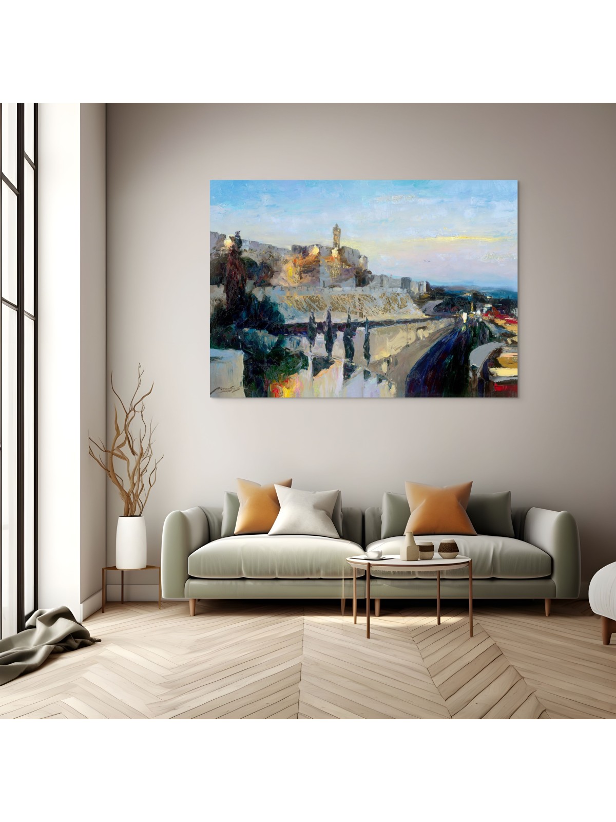Giant Abstract Style Jerusalem's Tower of David Or , Jewish Abstract A