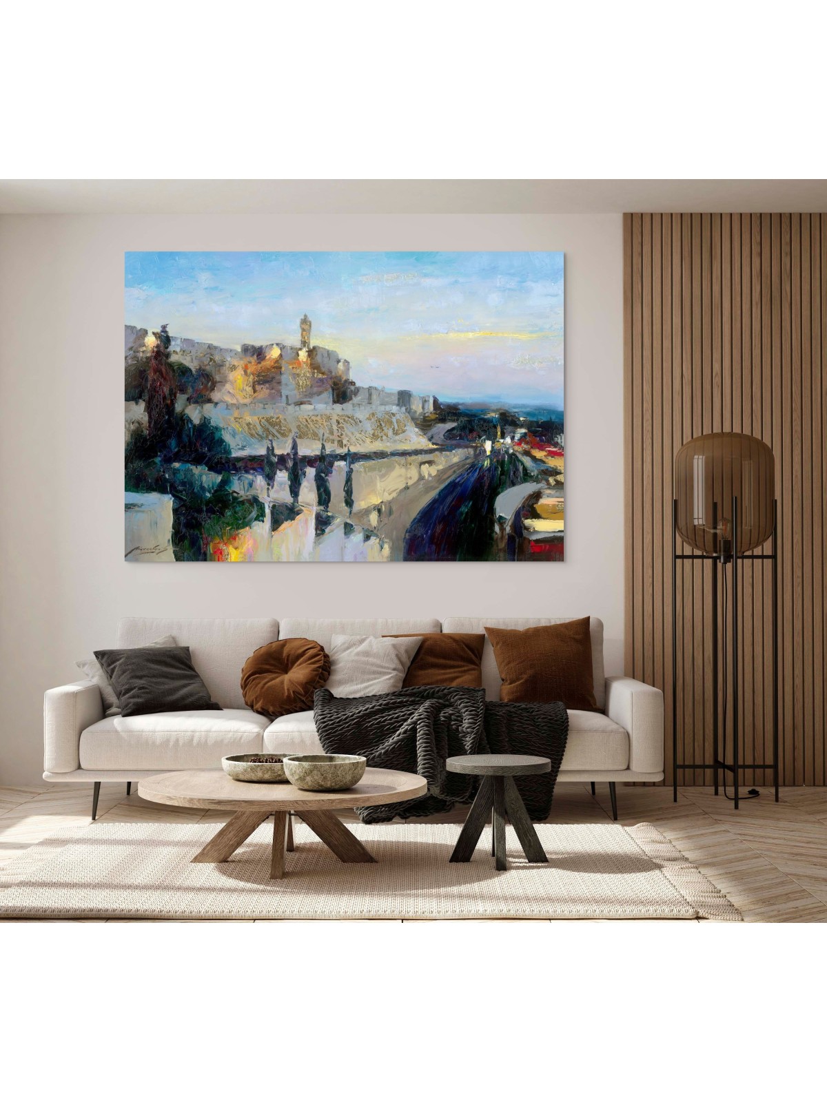 Giant Abstract Style Jerusalem's Tower of David Or , Jewish Abstract A