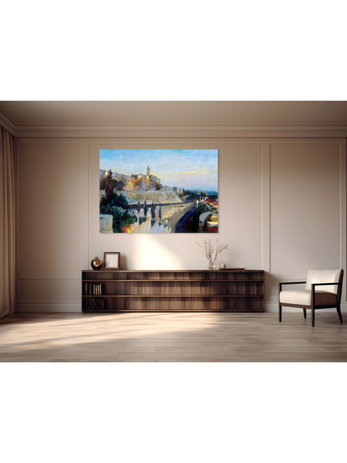 Giant Abstract Style Jerusalem's Tower of David Or , Jewish Abstract A