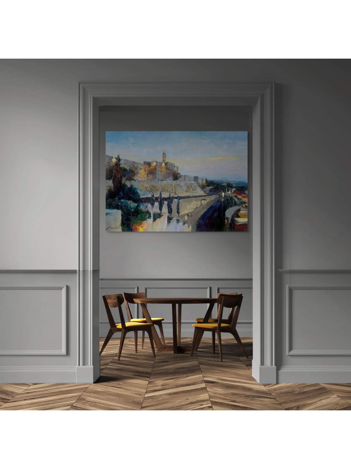 Giant Abstract Style Jerusalem's Tower of David Or , Jewish Abstract A