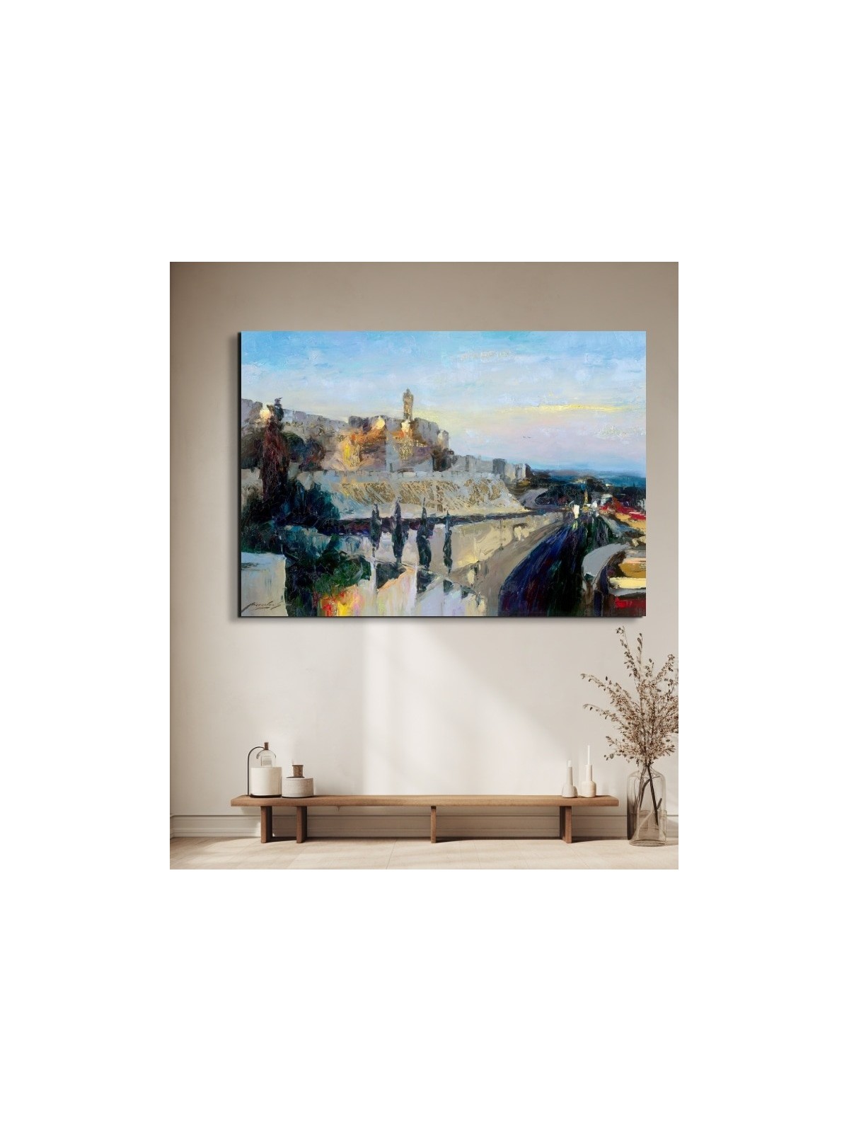 Giant Abstract Style Jerusalem's Tower of David Or , Jewish Abstract A