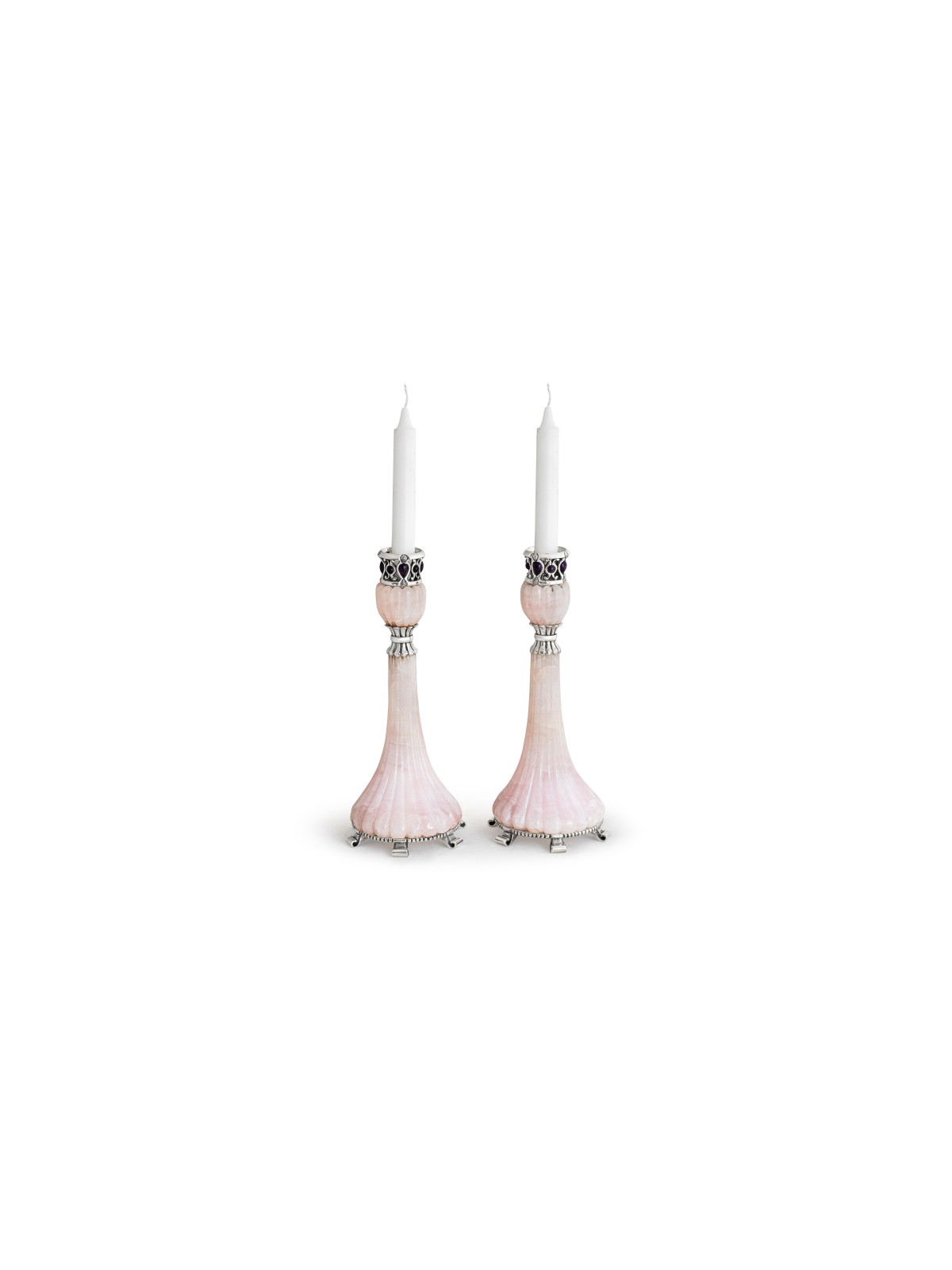 Bougeoirs en argent sterling et pierre d'onyx avec N, cadeaux de Pâque,