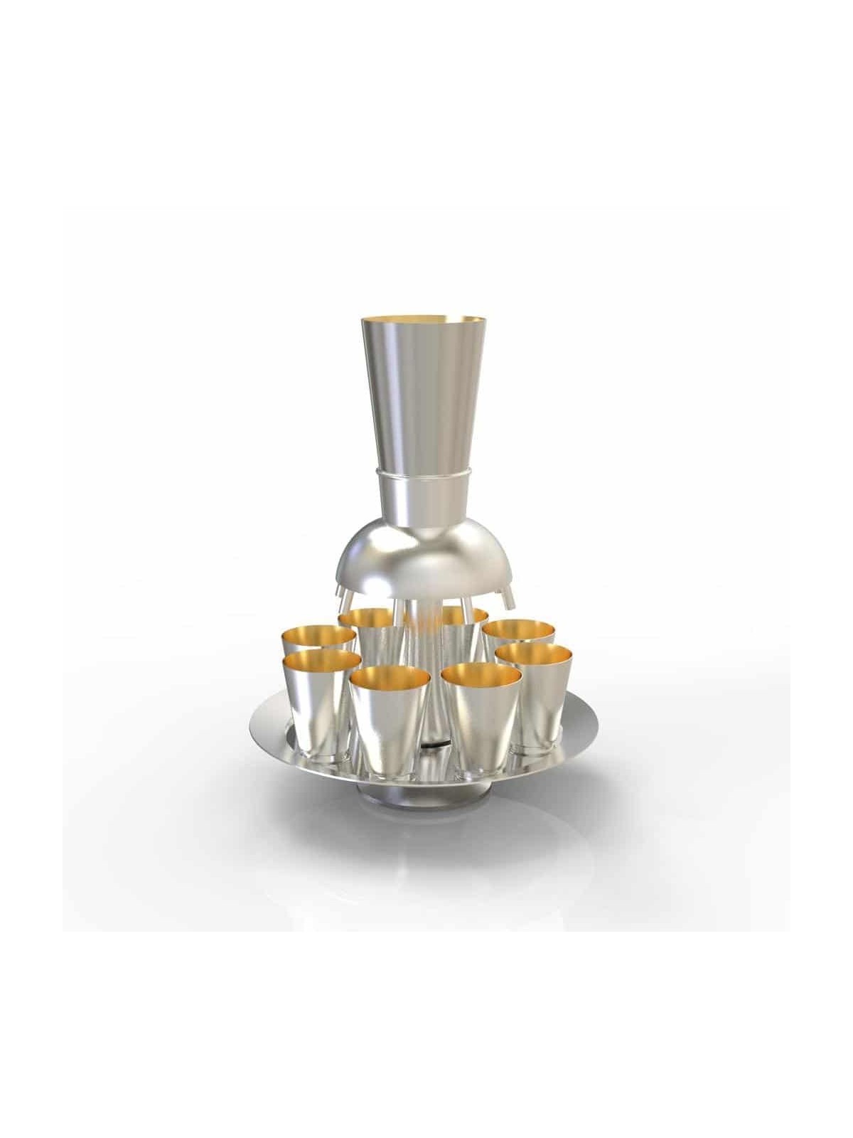 Modern and Smooth Silver Wine Fountain , Kiddush Fountains , Israeli J