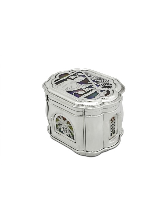 Boîte Etrog en argent sterling avec émail coloré, cadeaux Tu B'Av, Israël