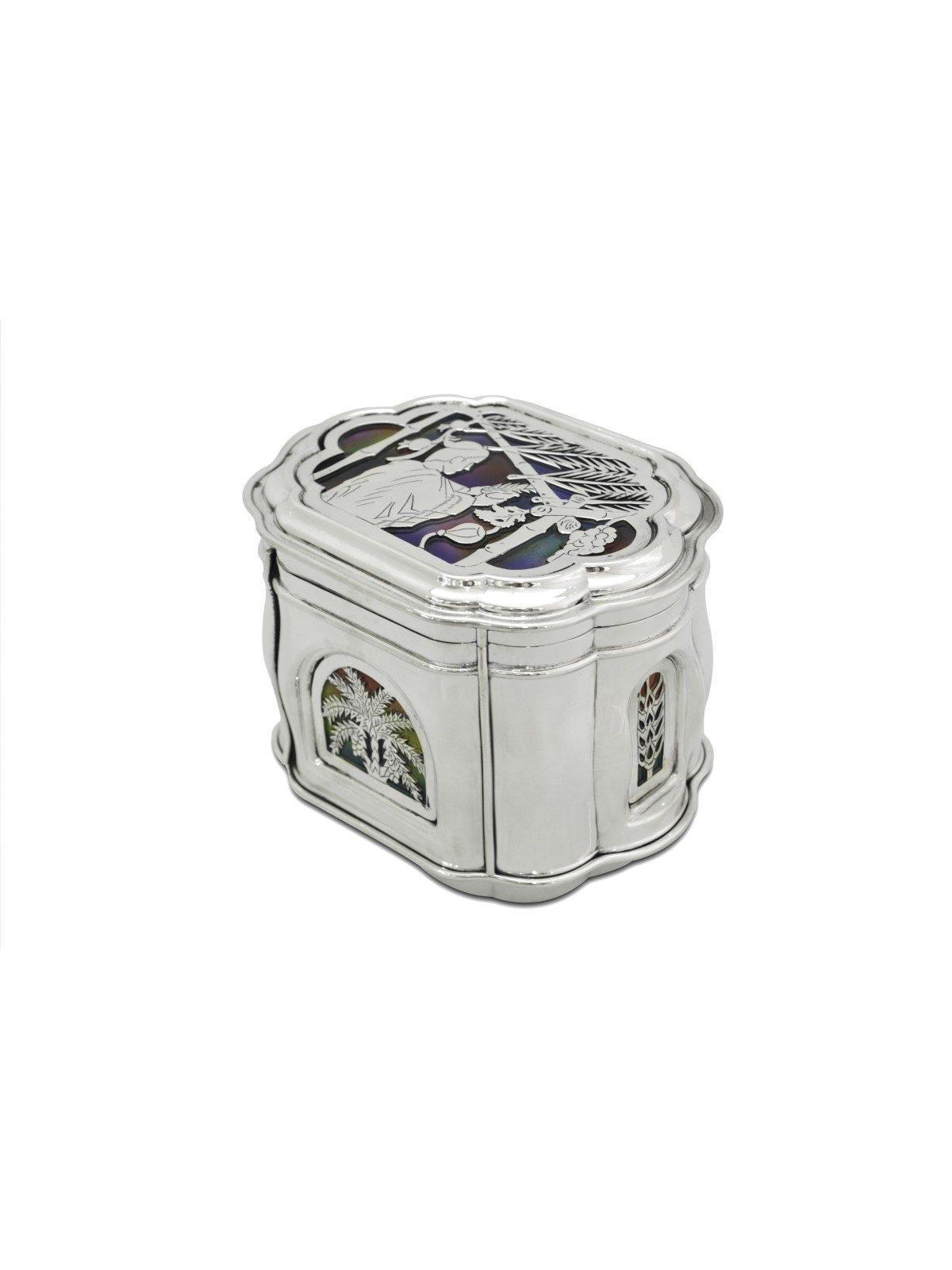 Sterling Silver Etrog Box with Colorful Enamel , Tu B'Av Gifts , Israe