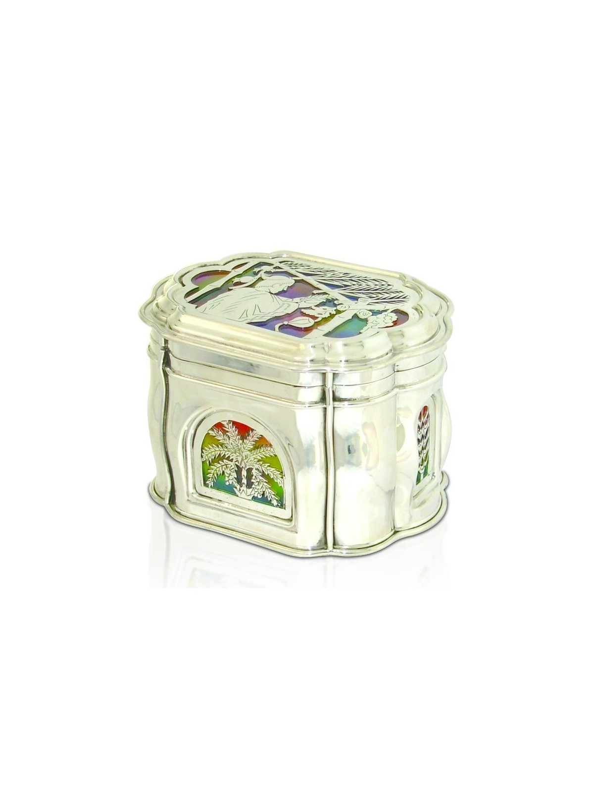 Sterling Silver Etrog Box with Colorful Enamel , Tu B'Av Gifts , Israe