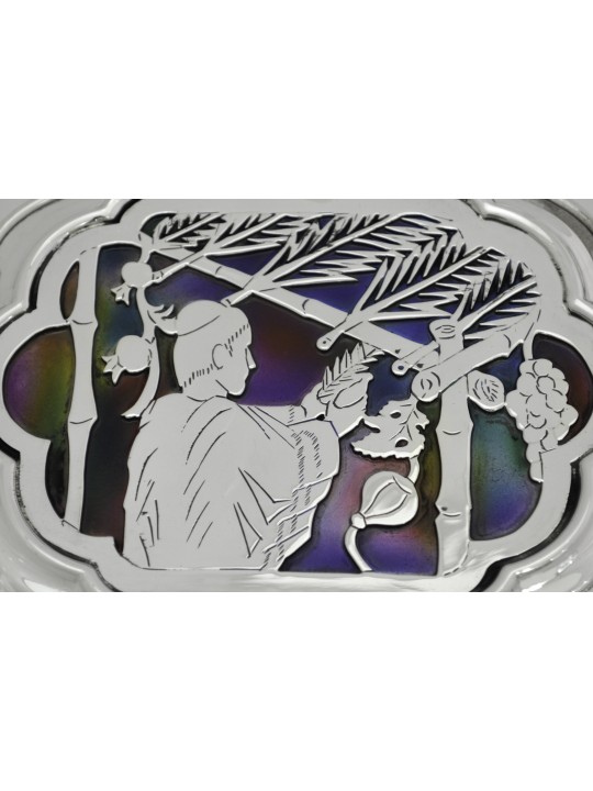 Sterling Silver Etrog Box with Colorful Enamel , Tu B'Av Gifts , Israe