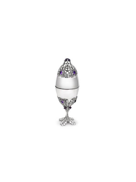 Boîte en argent inspirée de la nature pour Etrog avec améthyste, cadeau de mariage juif