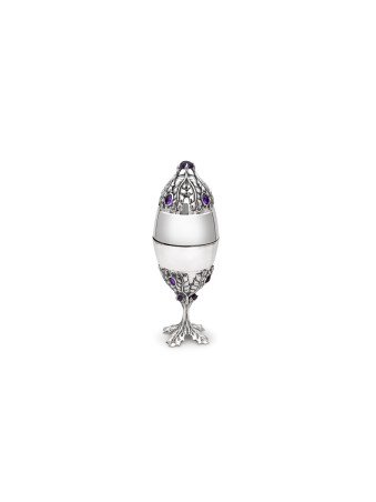Nature Inspired Silver Box for Etrog with Amethyst , Jewish Wedding Gi