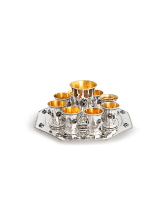 Kiddush Goblet et Liqueur Cups avec Amethyst Ston , Cadeaux de Pâque ,