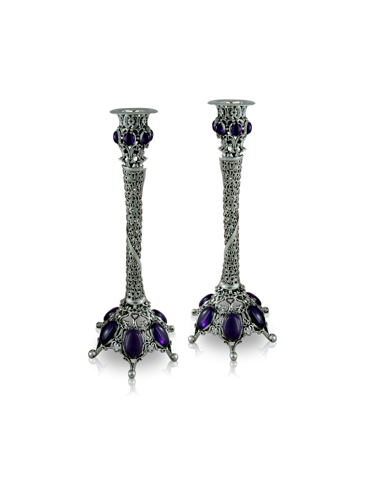 Bougeoirs en pierres d'argent avec bénédiction du Shabbat, cadeaux de Pâque,