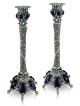 Bougeoirs en pierres d'argent avec bénédiction du Shabbat, cadeaux de Pâque,