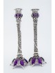Bougeoirs en pierres d'argent avec bénédiction du Shabbat, cadeaux de Pâque,